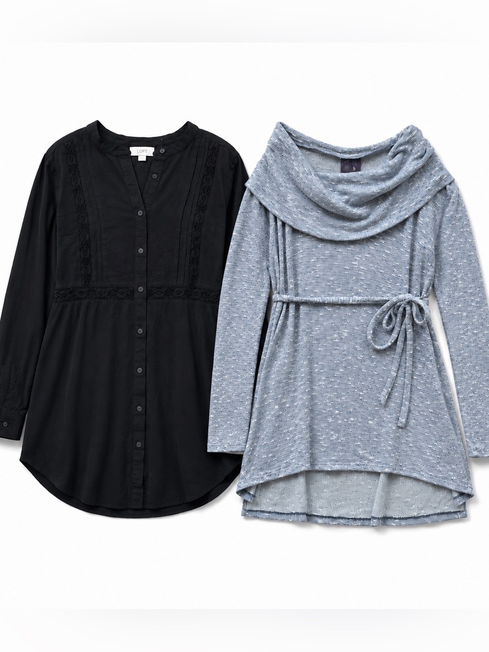LOFT Maternity Top Bundle Size Medium Long sleeve shirts black lace cowl neck